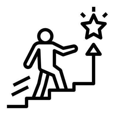 Person climbing stairs towards a star, symbolizing career growth for local painters.