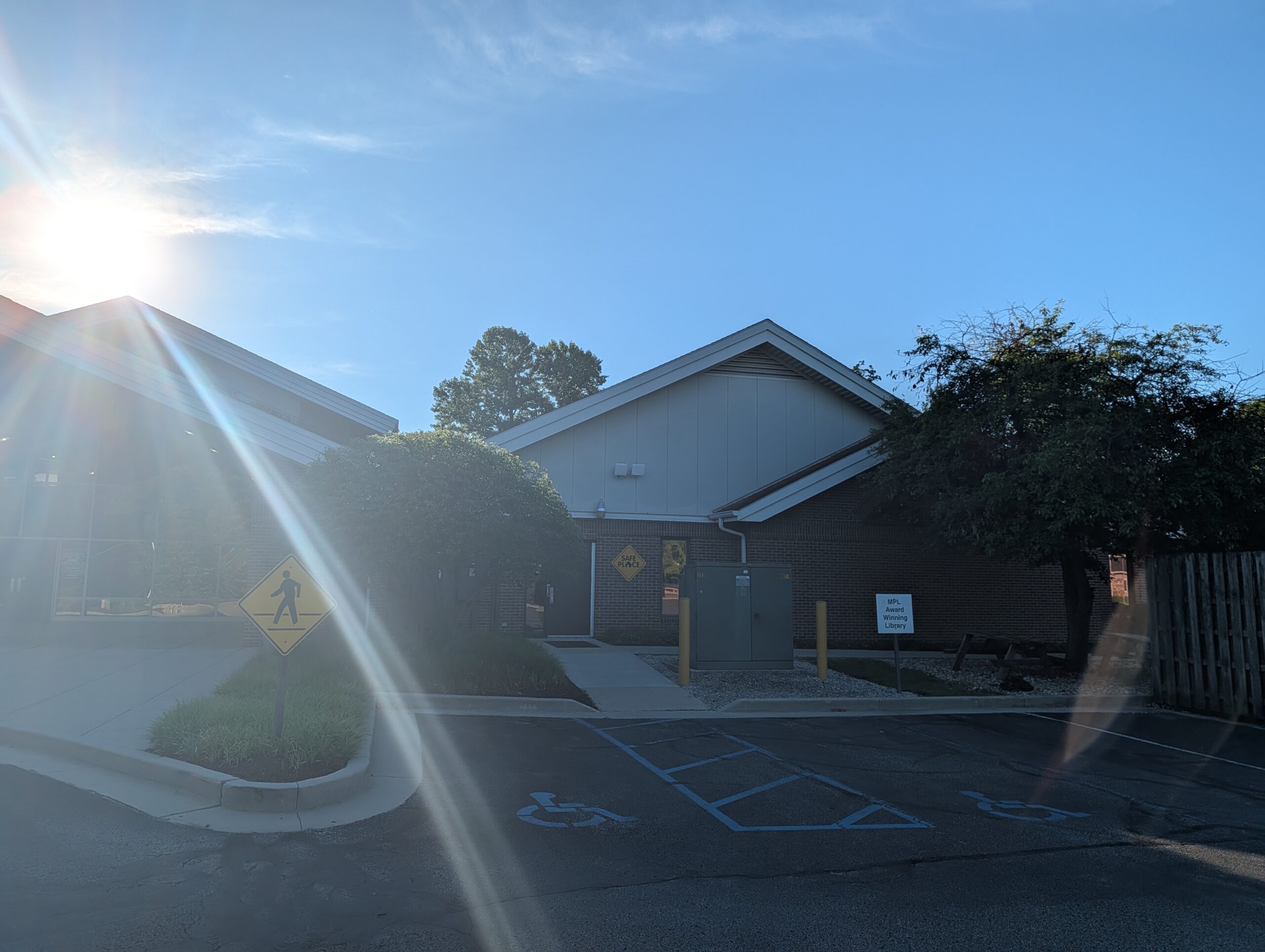 Brick Building Accessible Parking Sunlight Mooresville Public Library - Exterior Cleaning