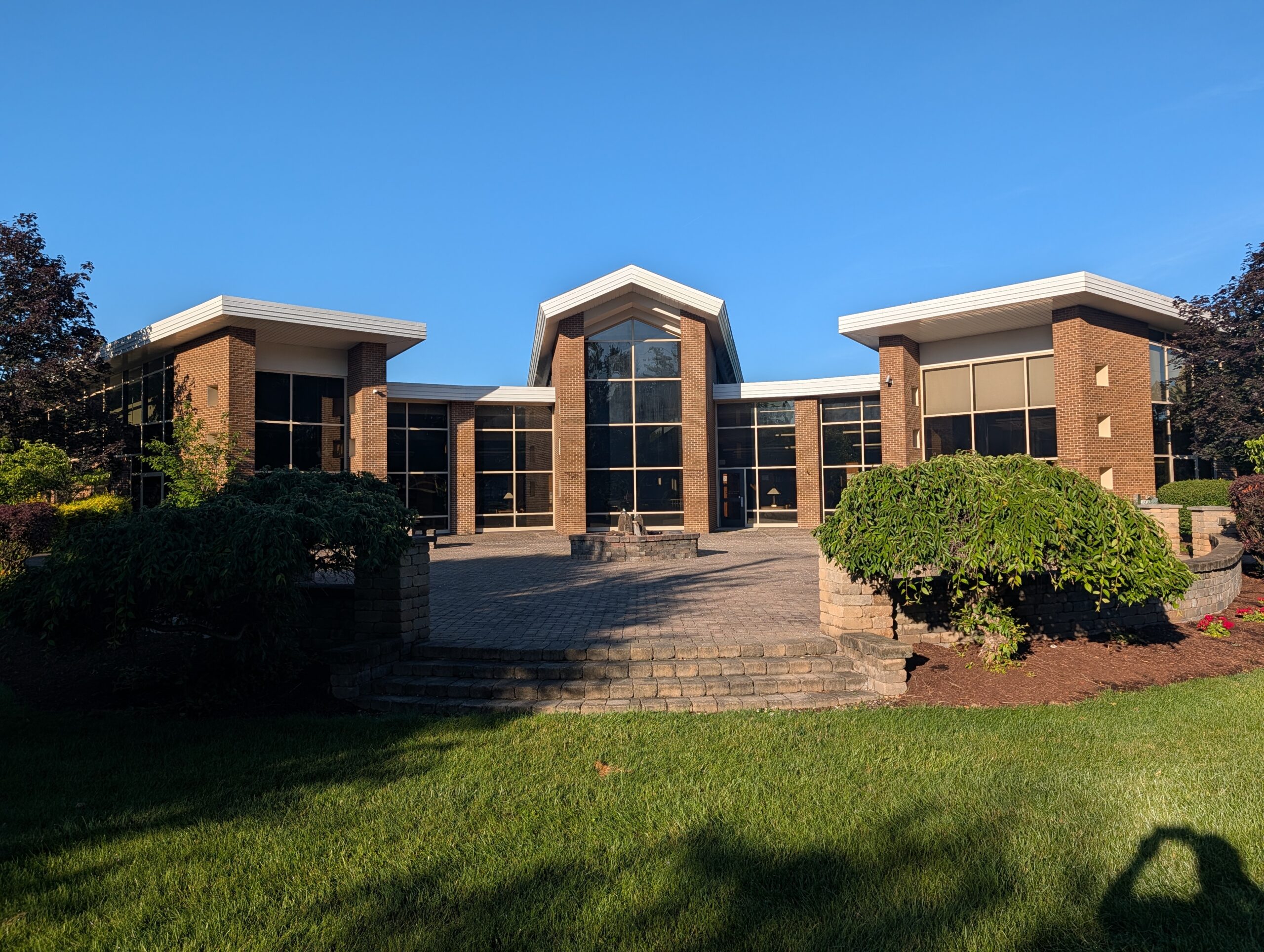 Modern Brick Office Building Exterior Sunny Day Mooresville Public Library - Exterior Cleaning