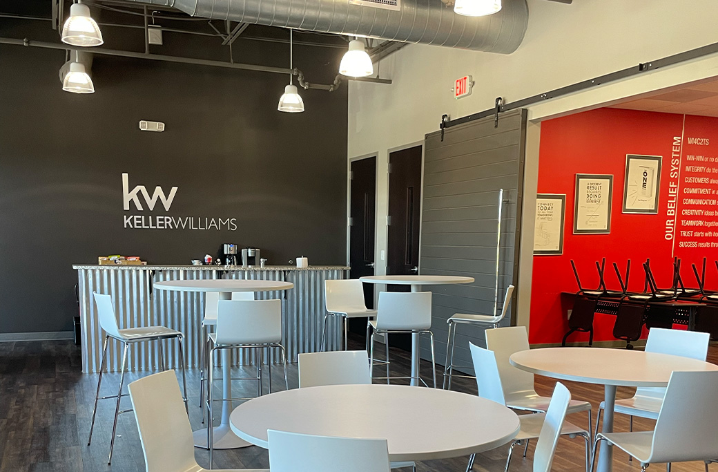 Professionally painted commercial interior with colors designed to create a welcoming business environment