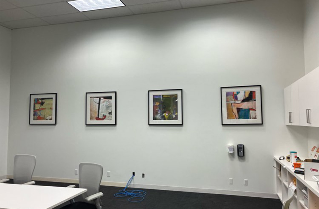 Commercial office with calming paint colors designed to support employee focus and productivity