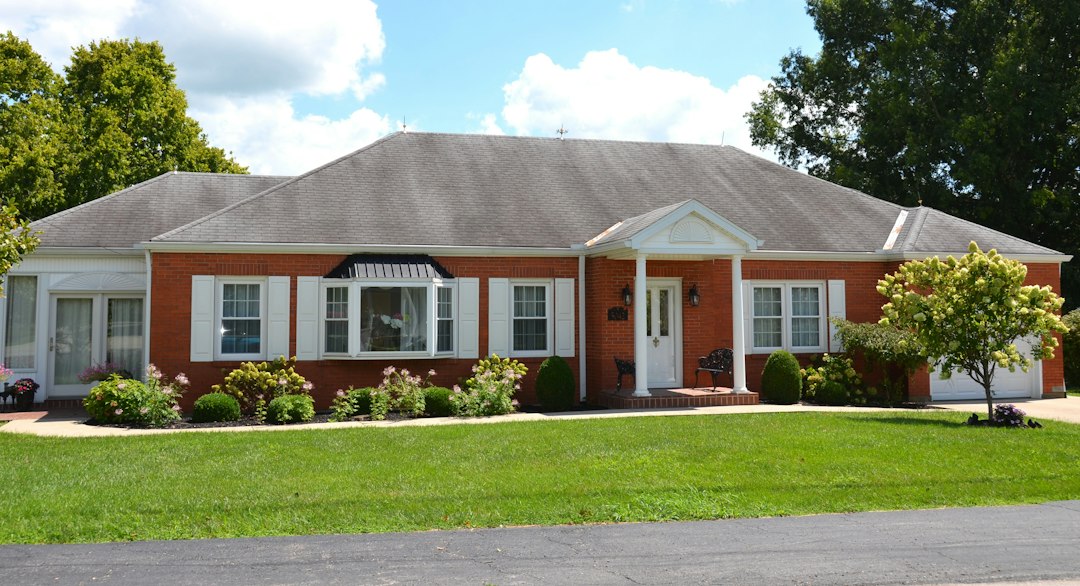 Brick ranch home, about 1,500 to 2,000 square feet
